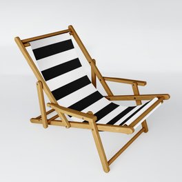 Midnight Black and White Stripes Sling Chair