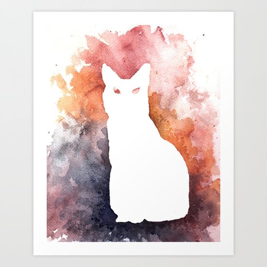 White Cat Art Print