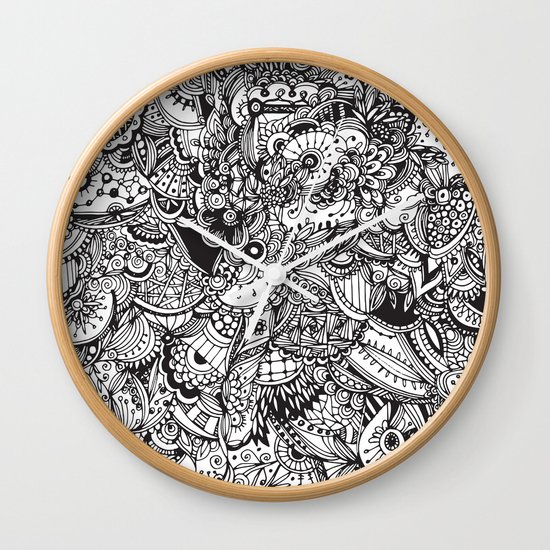 Detailed rectangle, black and white Wall Clock
