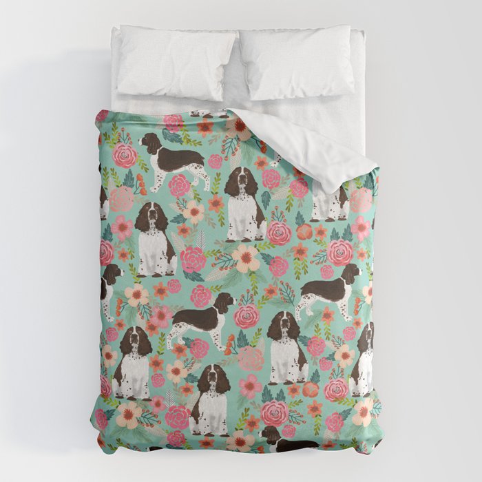 English Springer Spaniel florals cute dog art pet portraits by pet