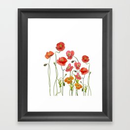 Poppy Flowers watercolor Framed Art Print