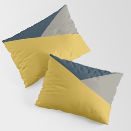 Envelope - Minimalist Geometric Color Block in Light Mustard Yellow, Navy Blue, and Gray Pillow Sham