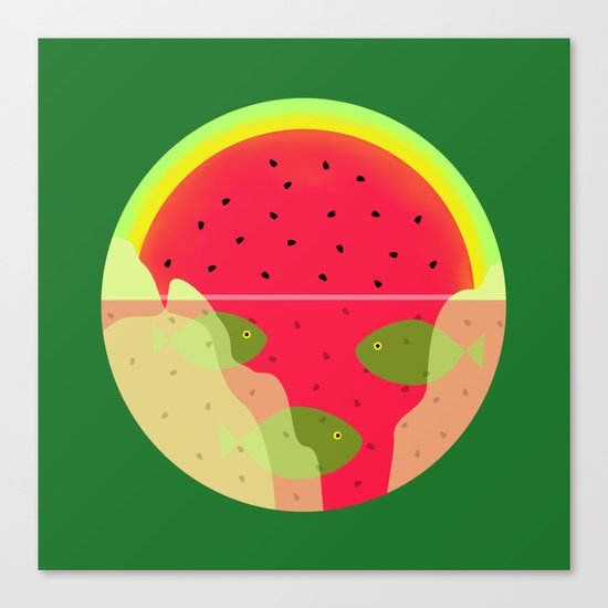 Watermelon Underwater Scene Canvas Print