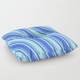 [ Thumbnail: Royal Blue & Turquoise Colored Lined/Striped Pattern Floor Pillow ]