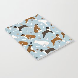 Boxer Dog Paws and Bones Pattern Notebook