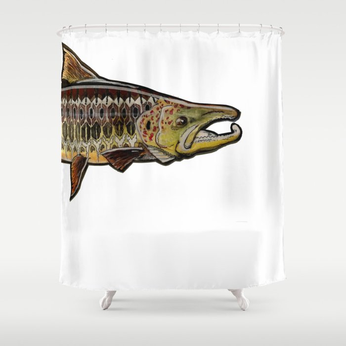 salmon shower curtain