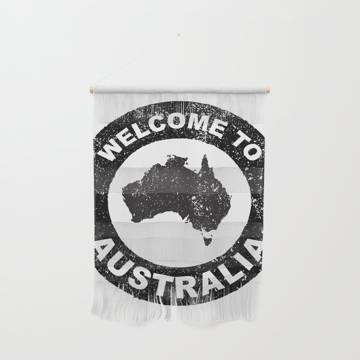 Rubber Ink Stamp Welcome To Australia Wall Hanging
