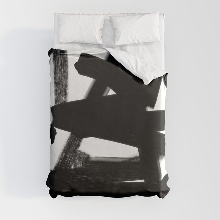 Thinking Out Loud - Black and white abstract painting, raw brush strokes Duvet Cover
