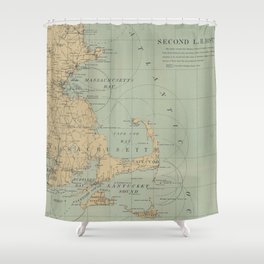 Vintage Massachusetts Lighthouse Map (1898) Shower Curtain