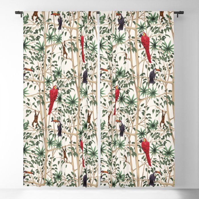 Red Parrots and Pelicans Blackout Curtain