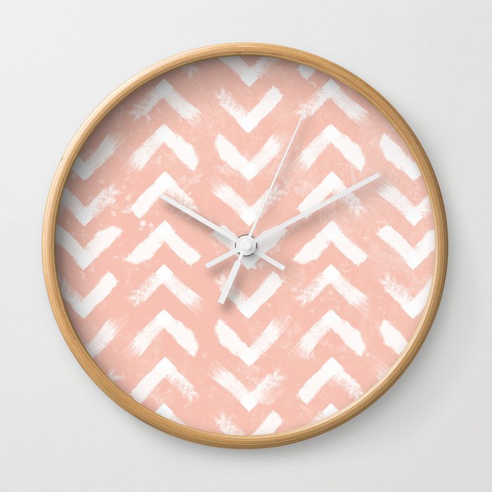 Paintbrush Arrow Pattern Blush Pink Wall Clock