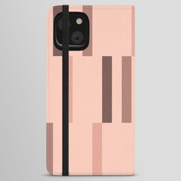 Retro Abstract Art Lines Light Salmon Pink iPhone Wallet Case