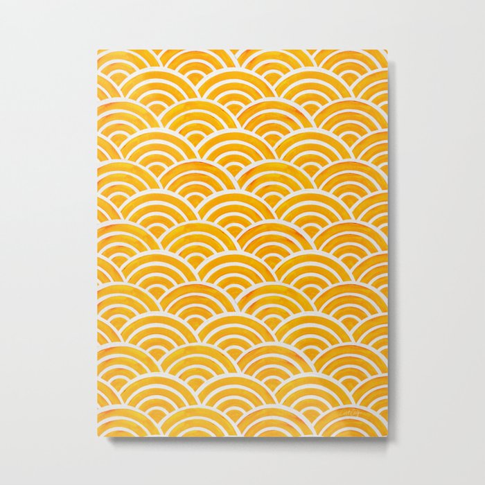 Japanese Seigaiha Wave – Marigold Palette Metal Print