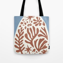  Matisse Inspired Organic Coral Shapes \\ Greish Blue & Milk Choco Brown Tote Bag