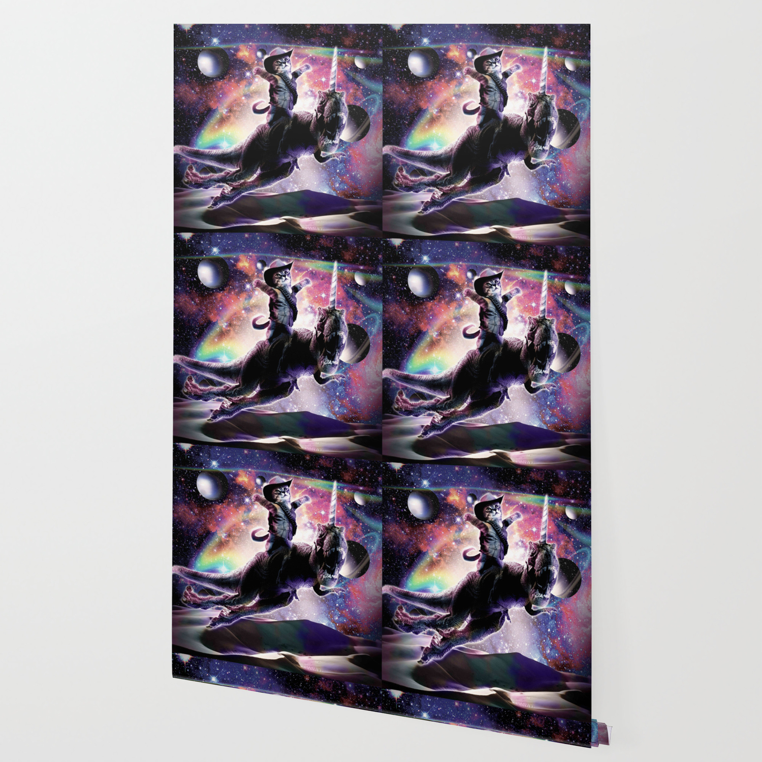 Galaxy Cat On Dinosaur Unicorn In Space Wallpaper By Randomgalaxy