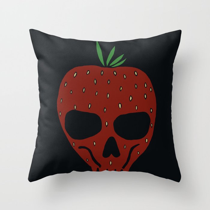 Strawberry Skull Throw Pillow