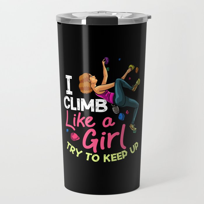 Rock Climbing Women Indoor Bouldering Girl Wall Travel Mug