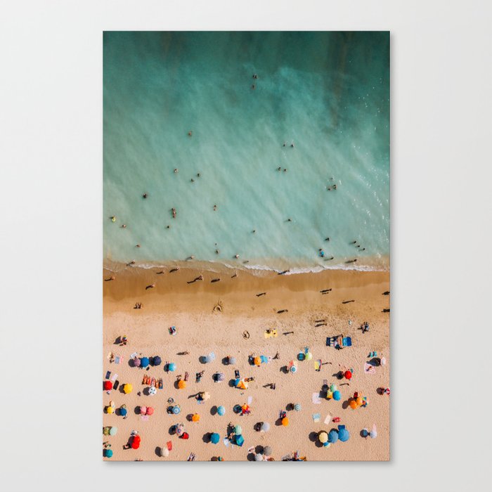 People On Algarve Beach In Portugal, Drone Photography, Aerial Photo, Ocean Wall Art Print Canvas Print