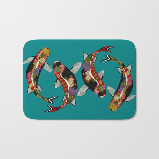 koi teal Bath Mat