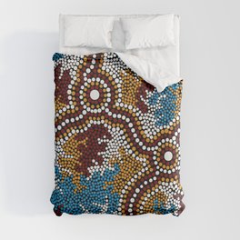 Authentic Aboriginal Art - Wetland Dreaming Duvet Cover