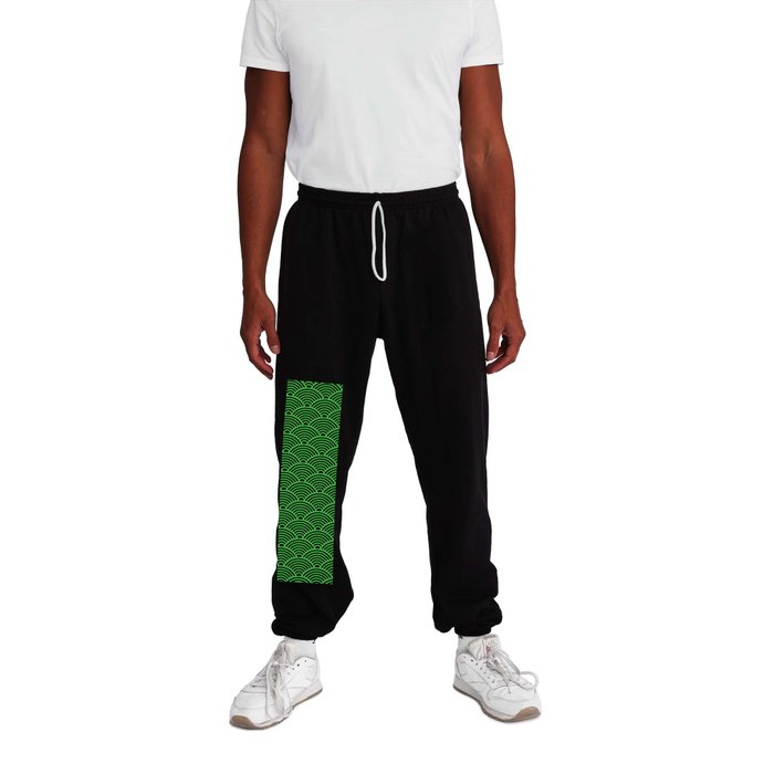 Japanese Waves (Green & Black Pattern) Sweatpants
