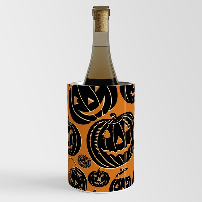 Vintage Jack-o-lanterns, Retro Halloween background,  Wine Chiller
