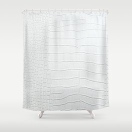 White Crocodile Skin Print Shower Curtain