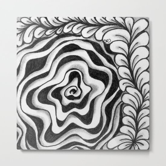 Doodled Rose & Vine Metal Print