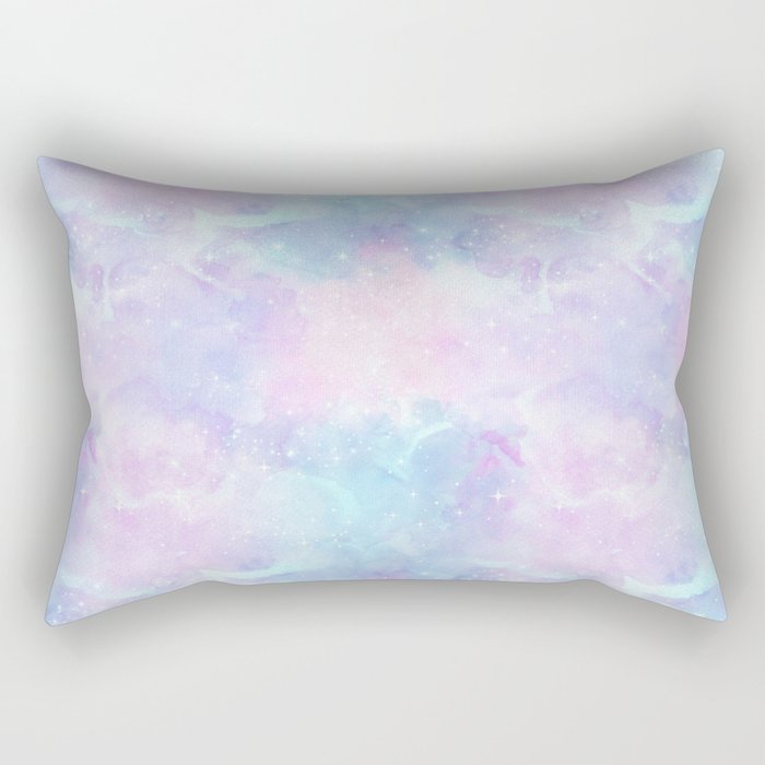 Pink Blue Pastel Galaxy Painting Rectangular Pillow