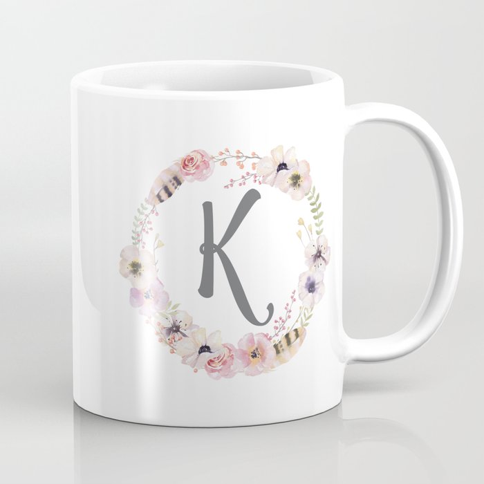 Floral Wreath - K Coffee Mug