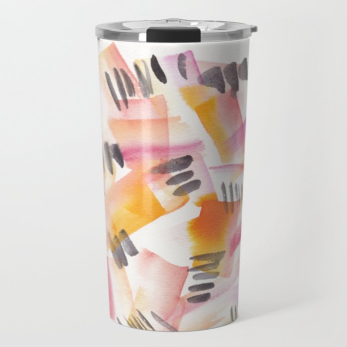 180803 August Abstract 12 | Colorful Abstract | Watercolors Brush Patterns Travel Mug