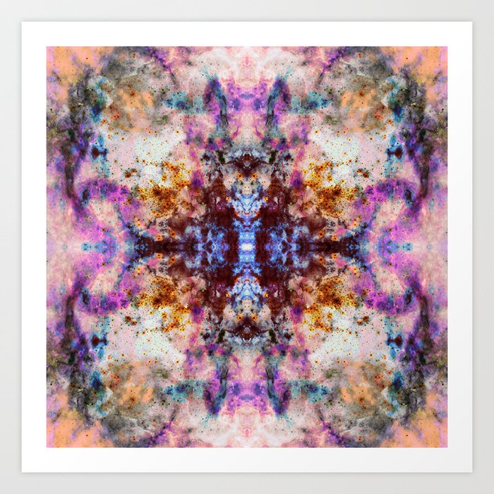 Hanako - Abstract Colorful Space Batik Galaxy Butterfly Art Print