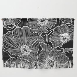 Black and White Poppies Wall Hanging