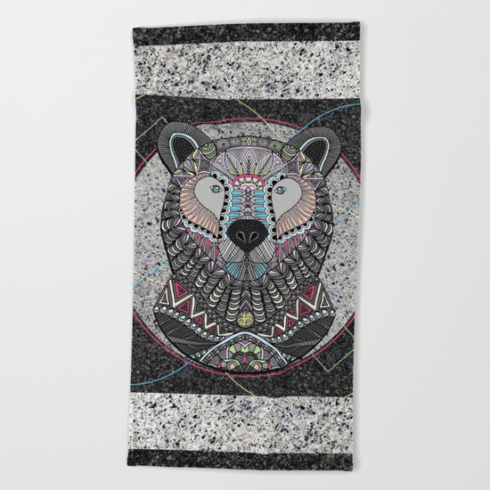 Neon Tribal Bear Beach Towel