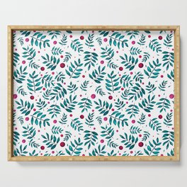 Watercolor Leaves and Dots Serving Tray