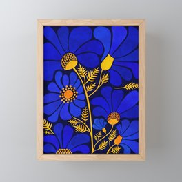 Wildflower Garden Framed Mini Art Print | Design, Illustration, Modern, Bold, Garden, Cobalt, Tropical, Happy, Colorful, Bright 