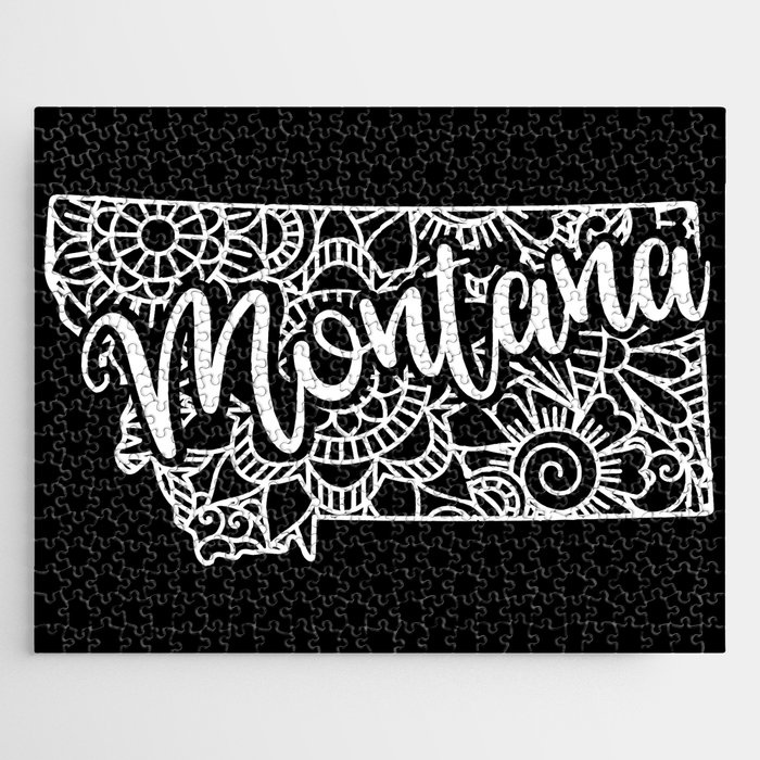 Montana State Mandala USA America Pretty Floral Jigsaw Puzzle