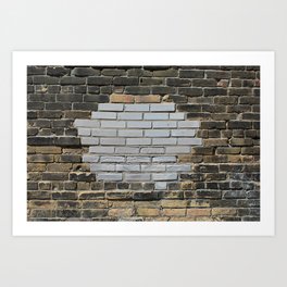 Rustic Patched Brick Wall Art Print