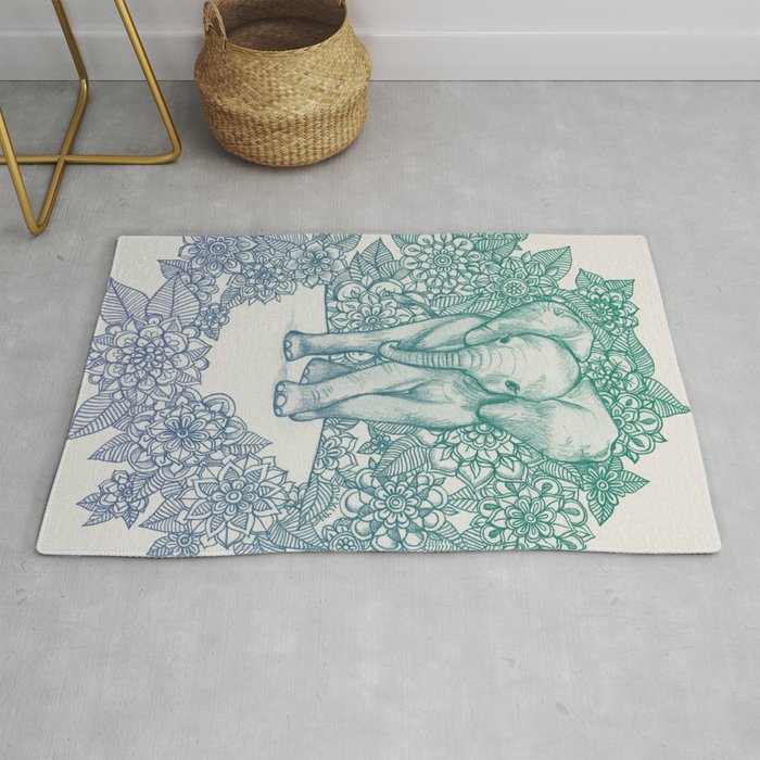 Emerald Elephant in the Lilac Evening Rug