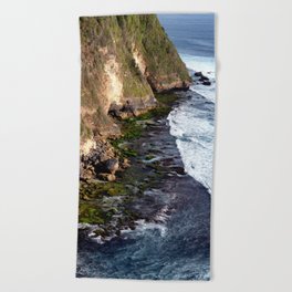 Uluwatu Cliff Shoreline On Bali, Indonesia Beach Towel