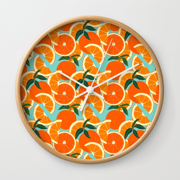 Orange Harvest - Blue Wall Clock