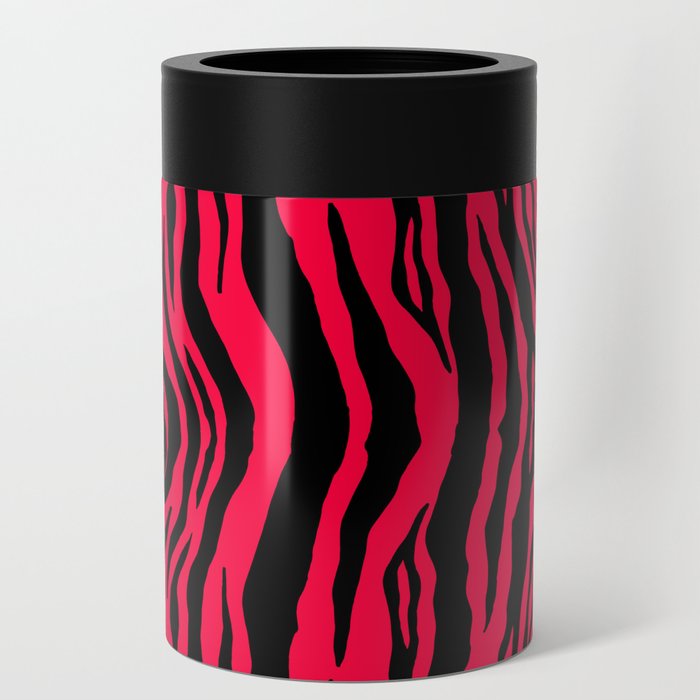 Neon Red Tiger Pattern Can Cooler