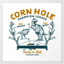 Cornhole Champion League T-Rex Art Print