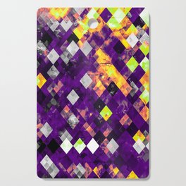 geometric pixel square pattern abstract background in purple orange brown Cutting Board