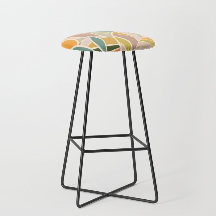 Abstract Botanical Mid century Modern Bar Stool