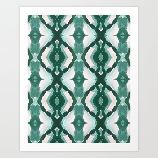 Watercolor Green Tile 1 Art Print