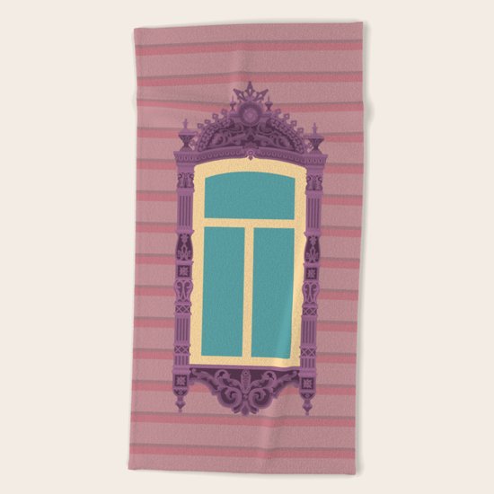 Lilac Window Beach Towel
