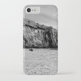 Surfer finding his way back to land iPhone Case