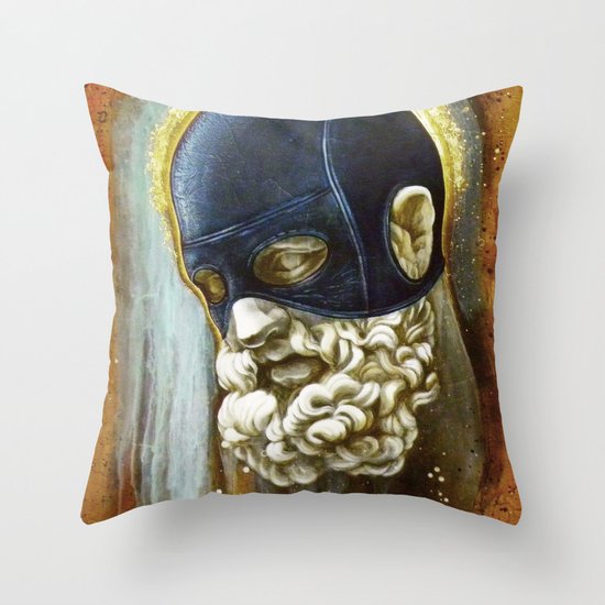"Masked Hercules" Throw Pillow
