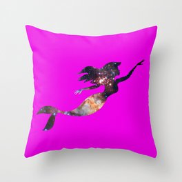 Galaxy Mermaid 4 (Fuscia) Throw Pillow